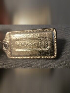 COACH Metallic Gold Leather Key Tag
